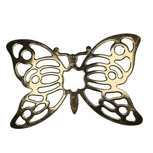 MCM Vintage Leonard Butterfly Trivet Wall Hanging Gold Tone Made in Italy Brass
